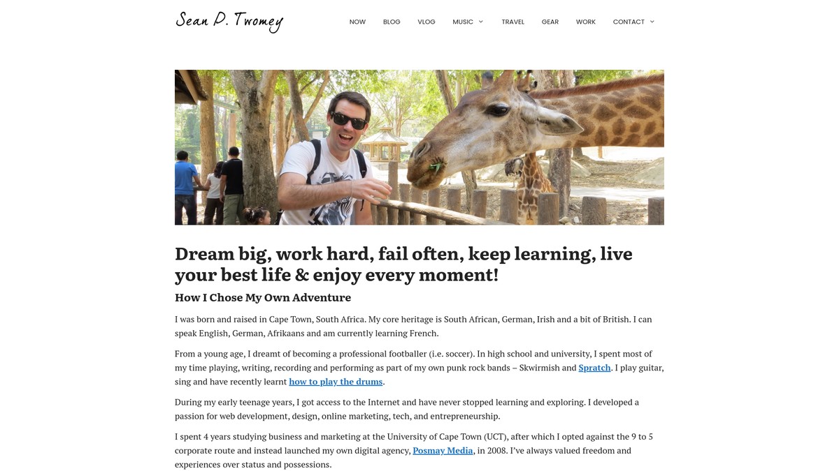Screenshot of seanptwomey.com