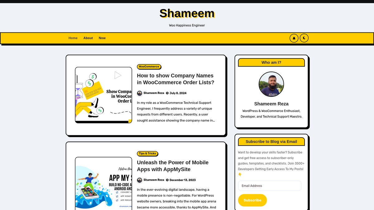 Screenshot of shameem.me