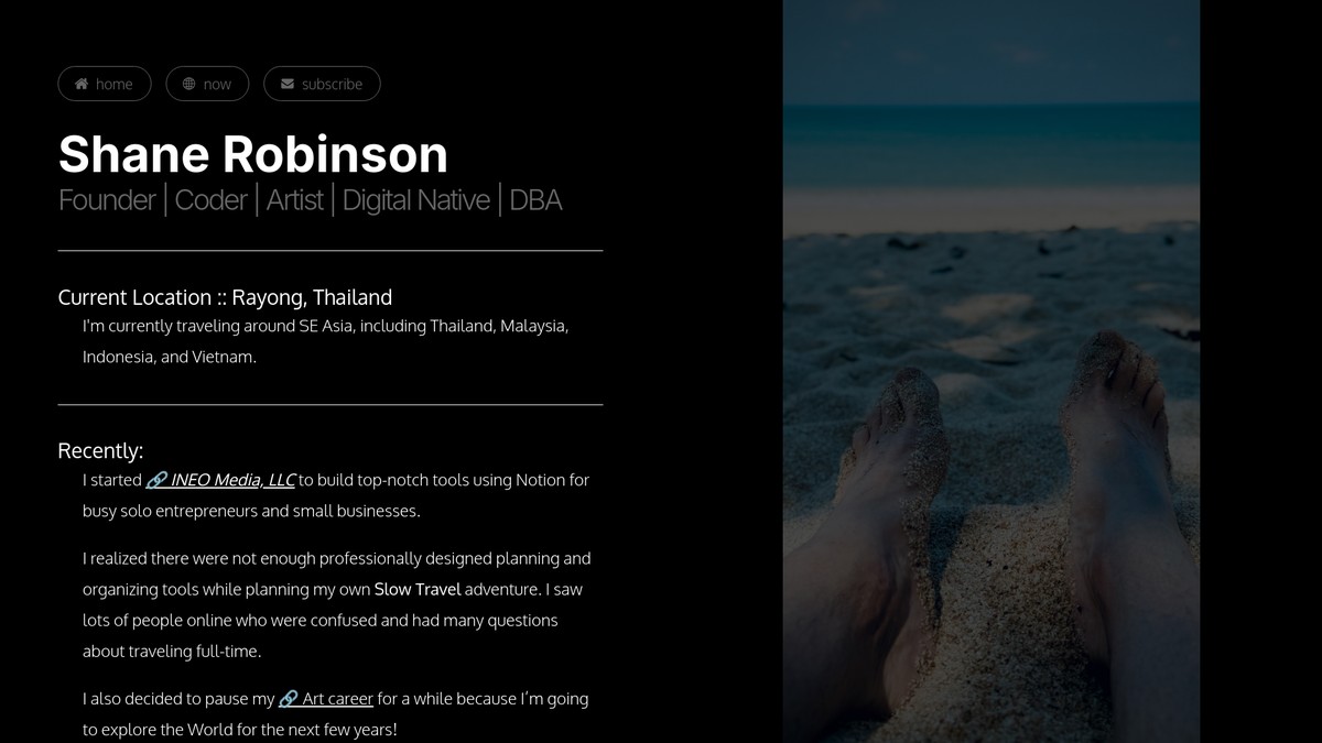 Screenshot of shanerobinson.com