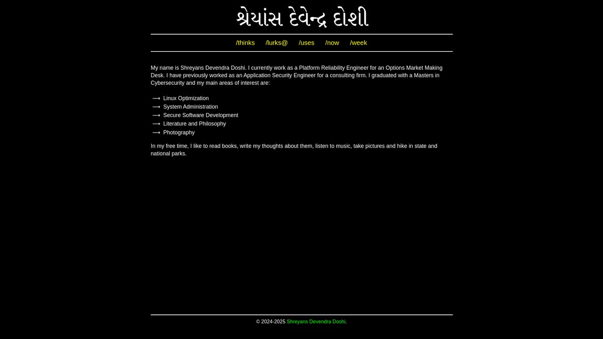 shreyansdoshi.com screenshot