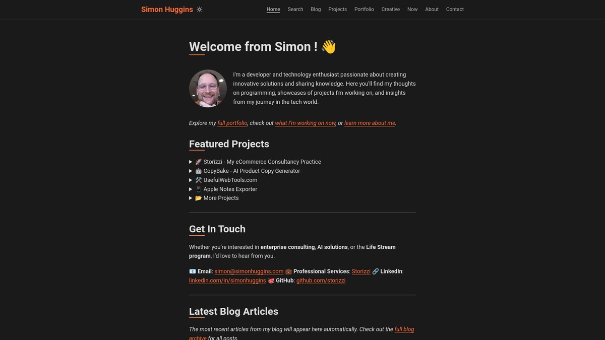 simonhuggins.com screenshot