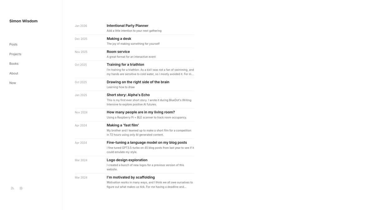 Screenshot of simonwisdom.com