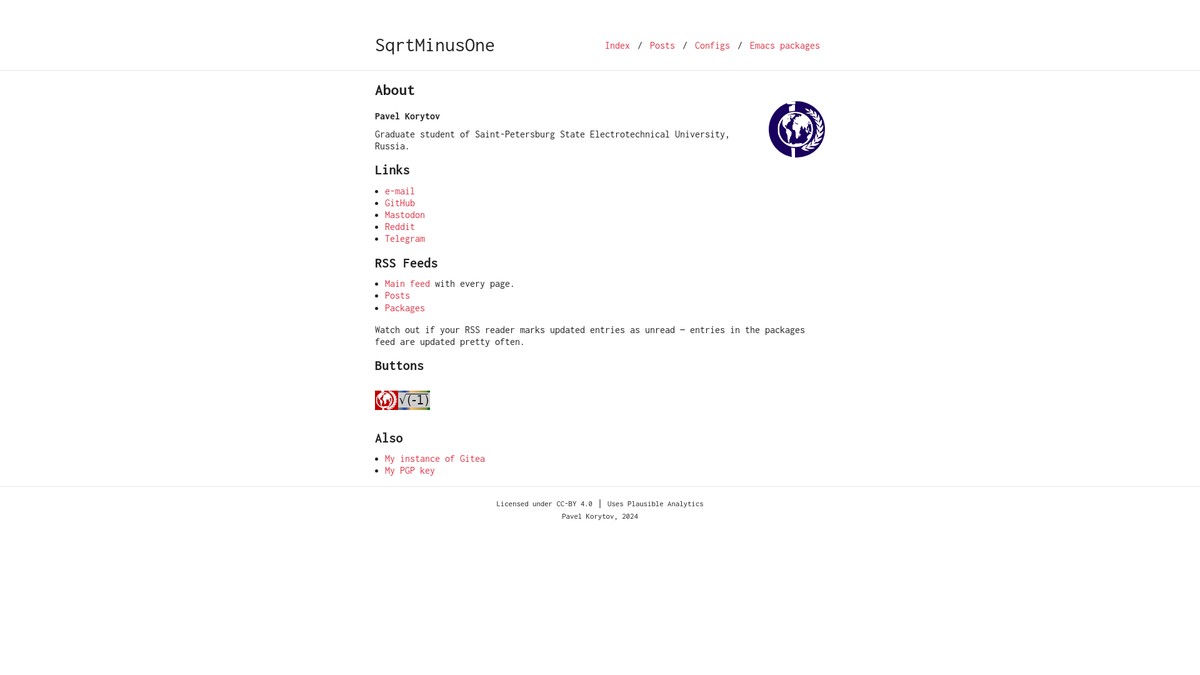 sqrtminusone.xyz screenshot