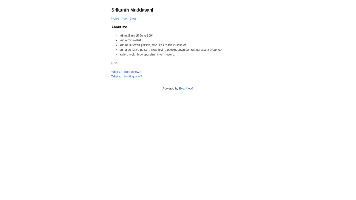 Screenshot of srikanth.bearblog.dev