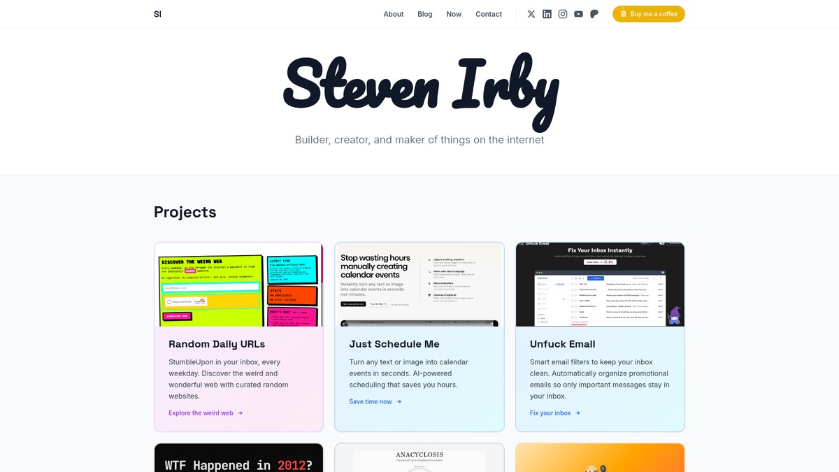 stevenirby.me screenshot