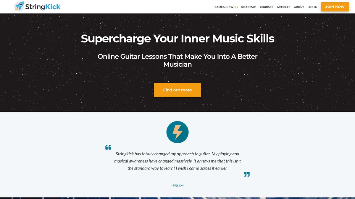 Screenshot of stringkick.com