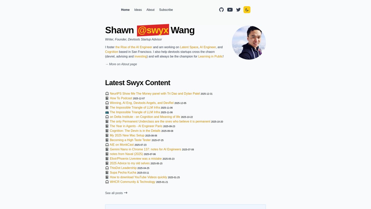 Screenshot of swyx.io