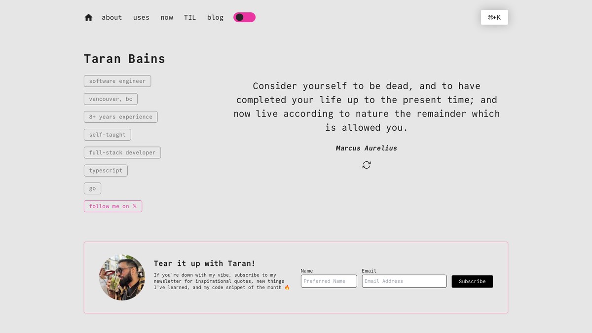 taranveerbains.ca screenshot