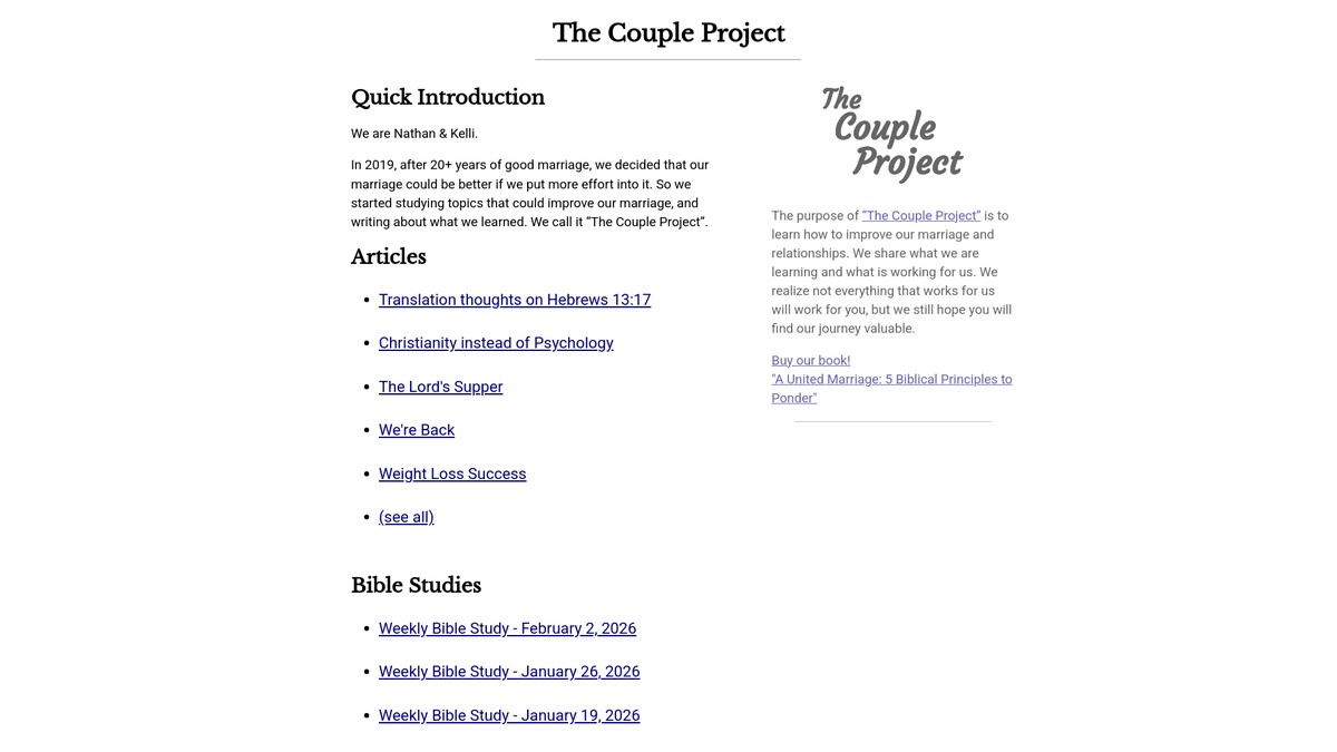 Screenshot of thecoupleproject.com