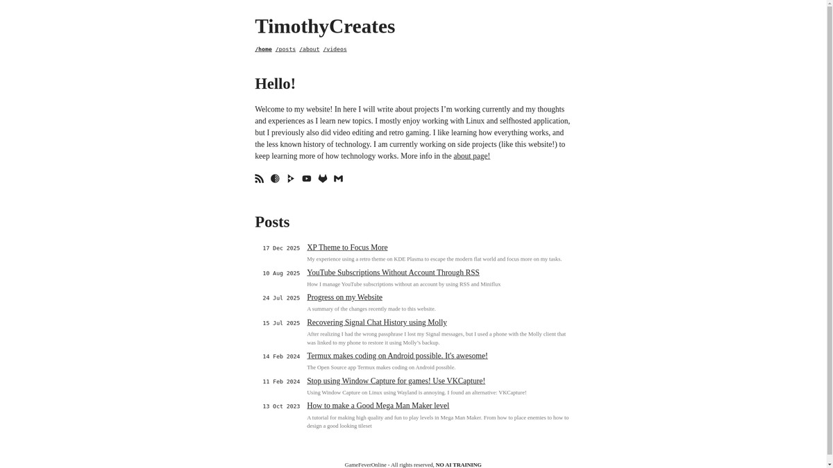 timothycreates.com screenshot