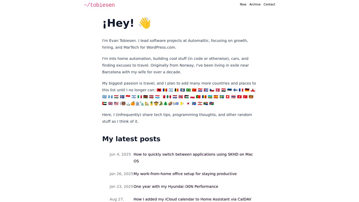 tobiesen.com screenshot