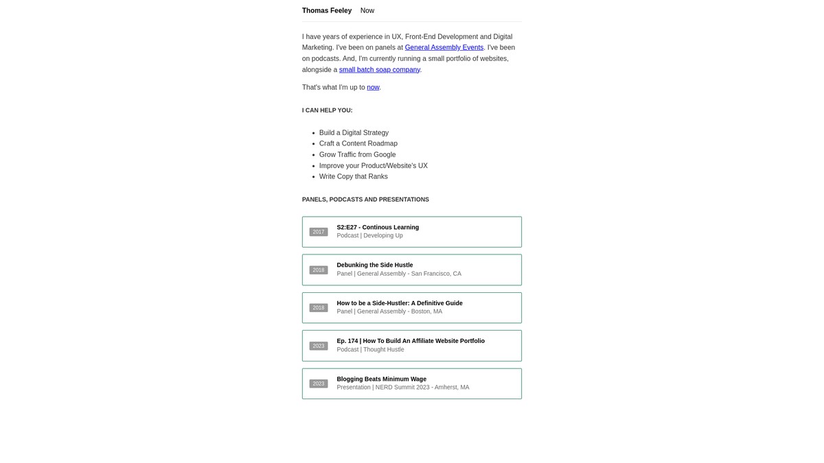 tomfeeley.com screenshot