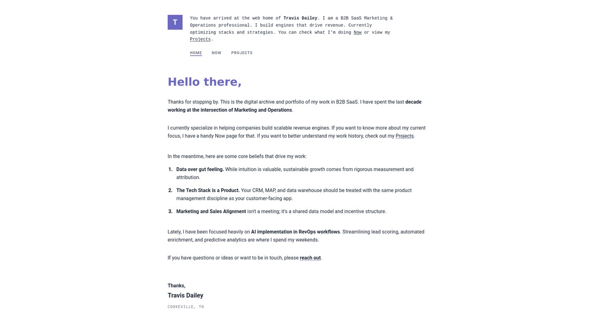 travisdailey.com screenshot