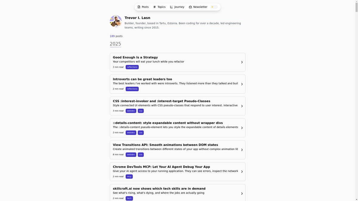 trevorlasn.com screenshot