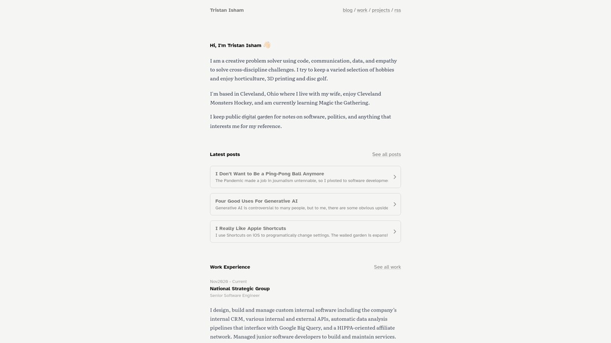 Screenshot of tristanisham.com