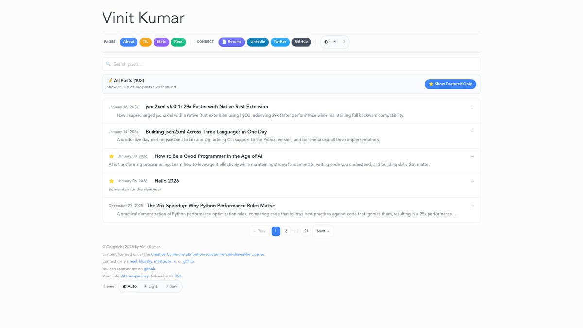 vinitkumar.me screenshot