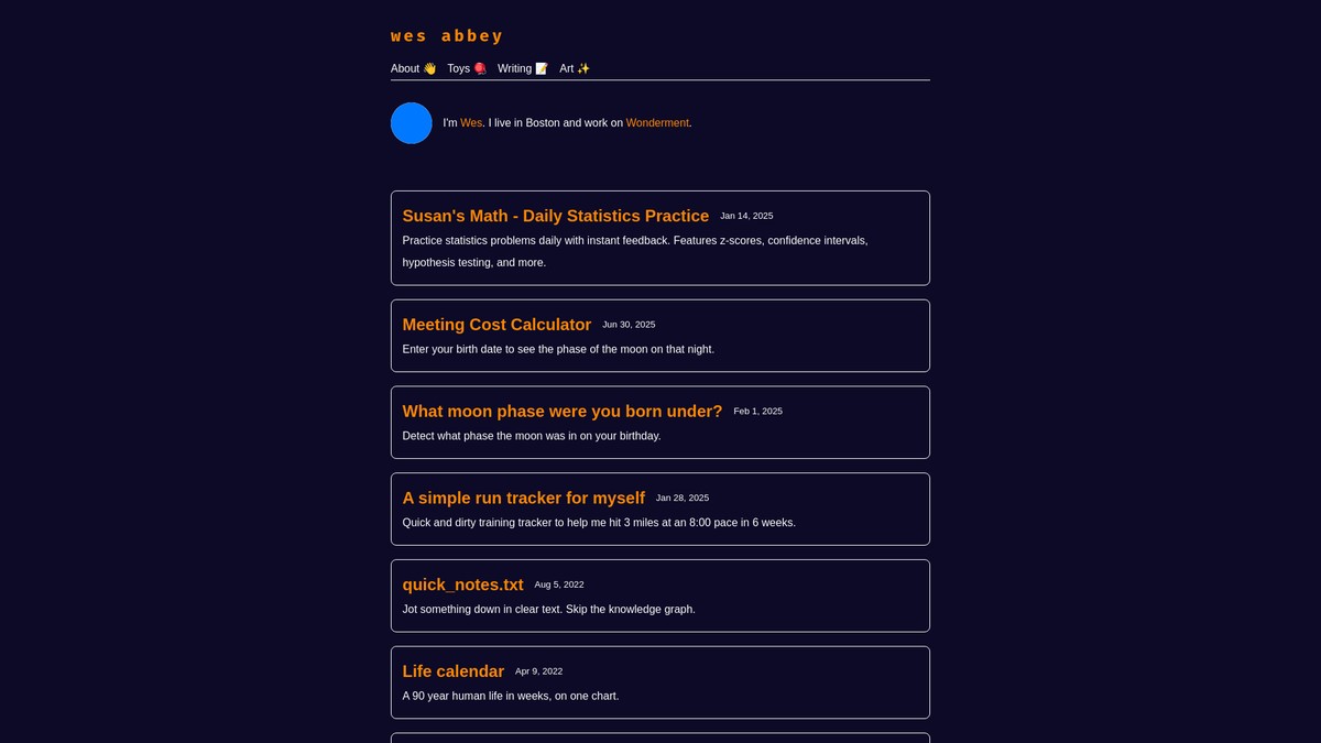 Screenshot of wesleyabbey.io