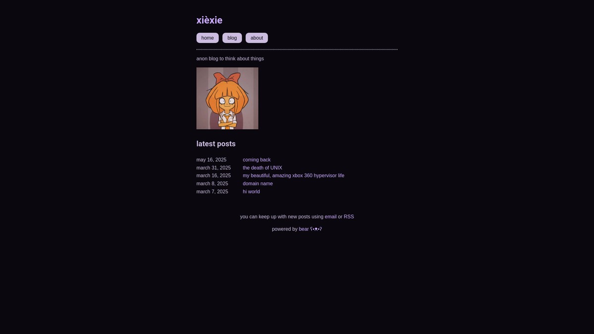 Screenshot of xiexie.fyi