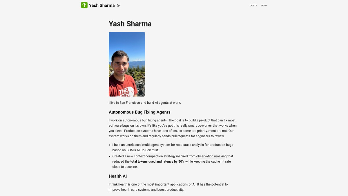 yasharma.com screenshot