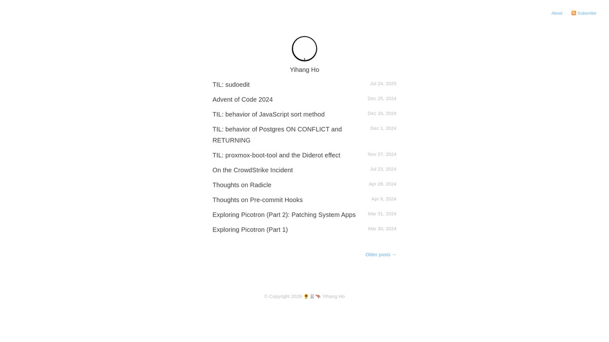 yihangho.name screenshot