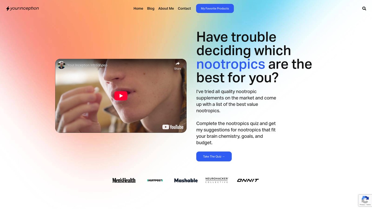 Screenshot of yourinception.com