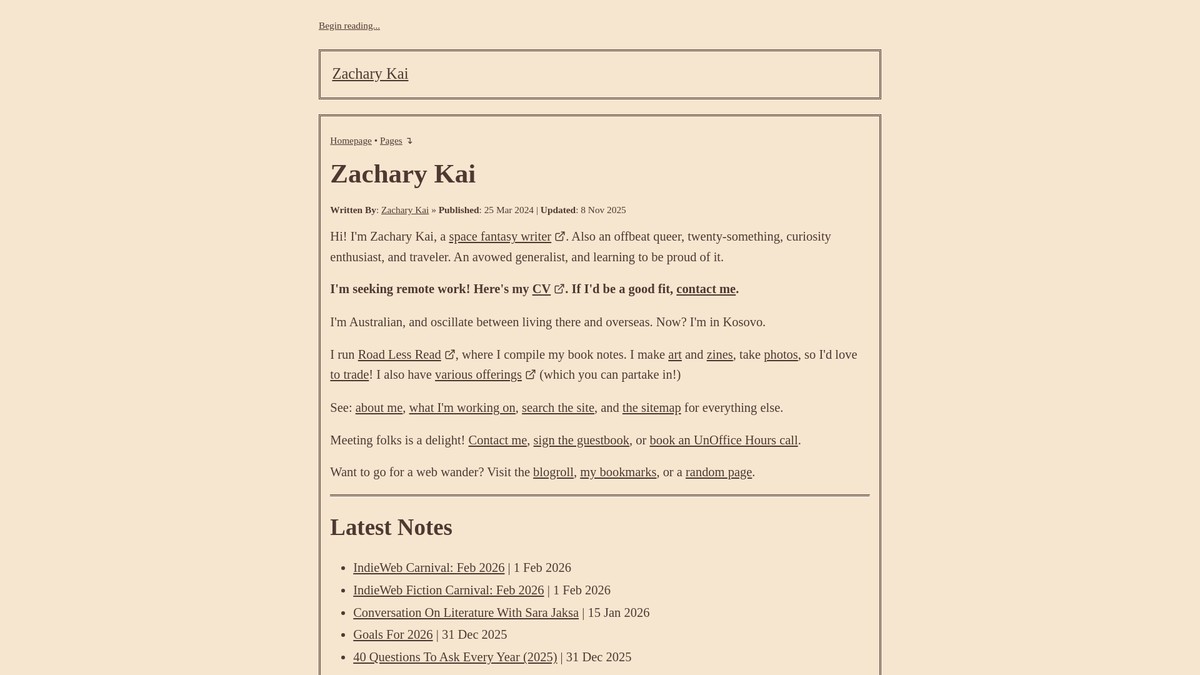 zacharykai.net screenshot